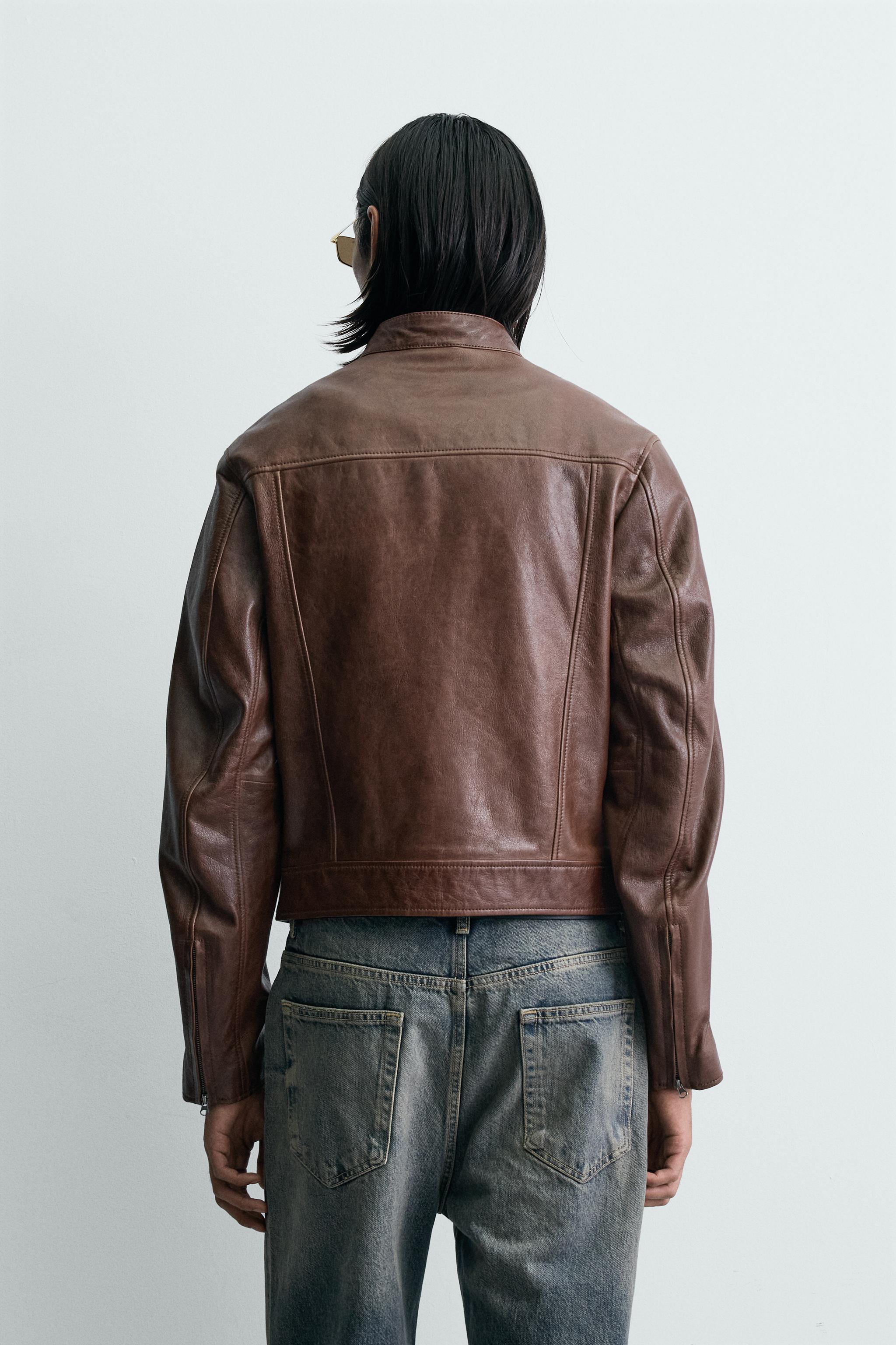 CROPPED FIT LEATHER JACKET